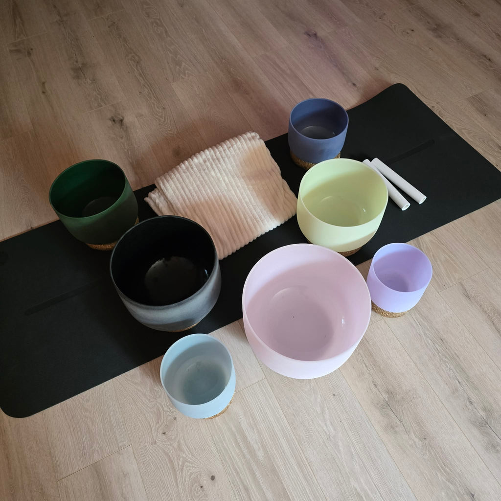 Gemstone Crystal Singing Bowl Set with Bags