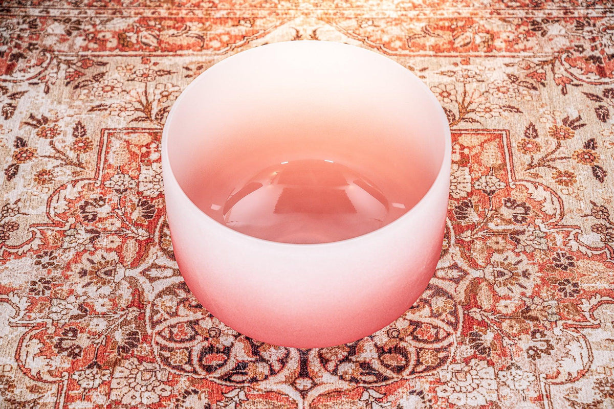 14" Color-Frosted Crystal Singing Bowl, Red, Note C4, Root Chakra