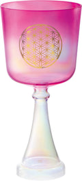 6" Crystal Singing Chalice, F4, Pink, Heart Chakra, Flower of Life