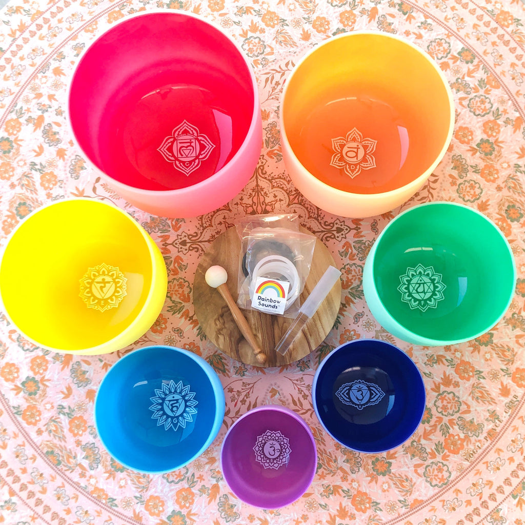 Set of 7 Rainbow Color Sound Therapy Bowls
