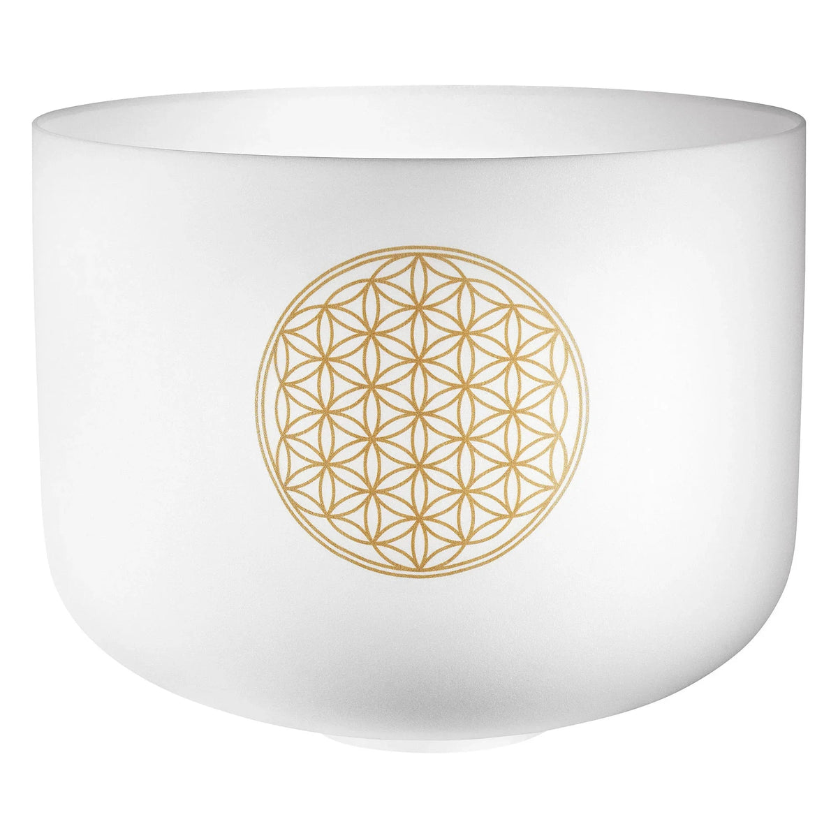 16" White-Frosted Crystal Singing Bowl, Flower of Life 128 Hz
